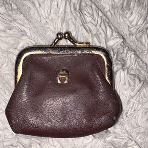 Etienne Aigner Dark Brown Leather Coin Purse
